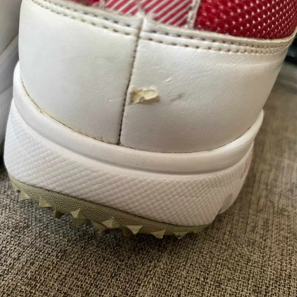 Nike Golf Air Rival White Red Trim Silver Swoosh Men’s 10.5 lace Up Golf Cleats